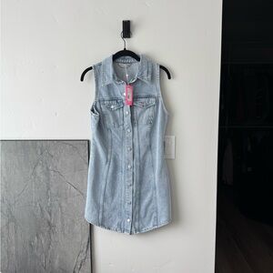 Amanda Uprichard Blue Buttoned Mini Dress